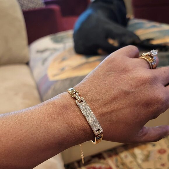 Neiman Marcus 18K Gold Plated Crystal ID Bracelet - Picture 2 of 5